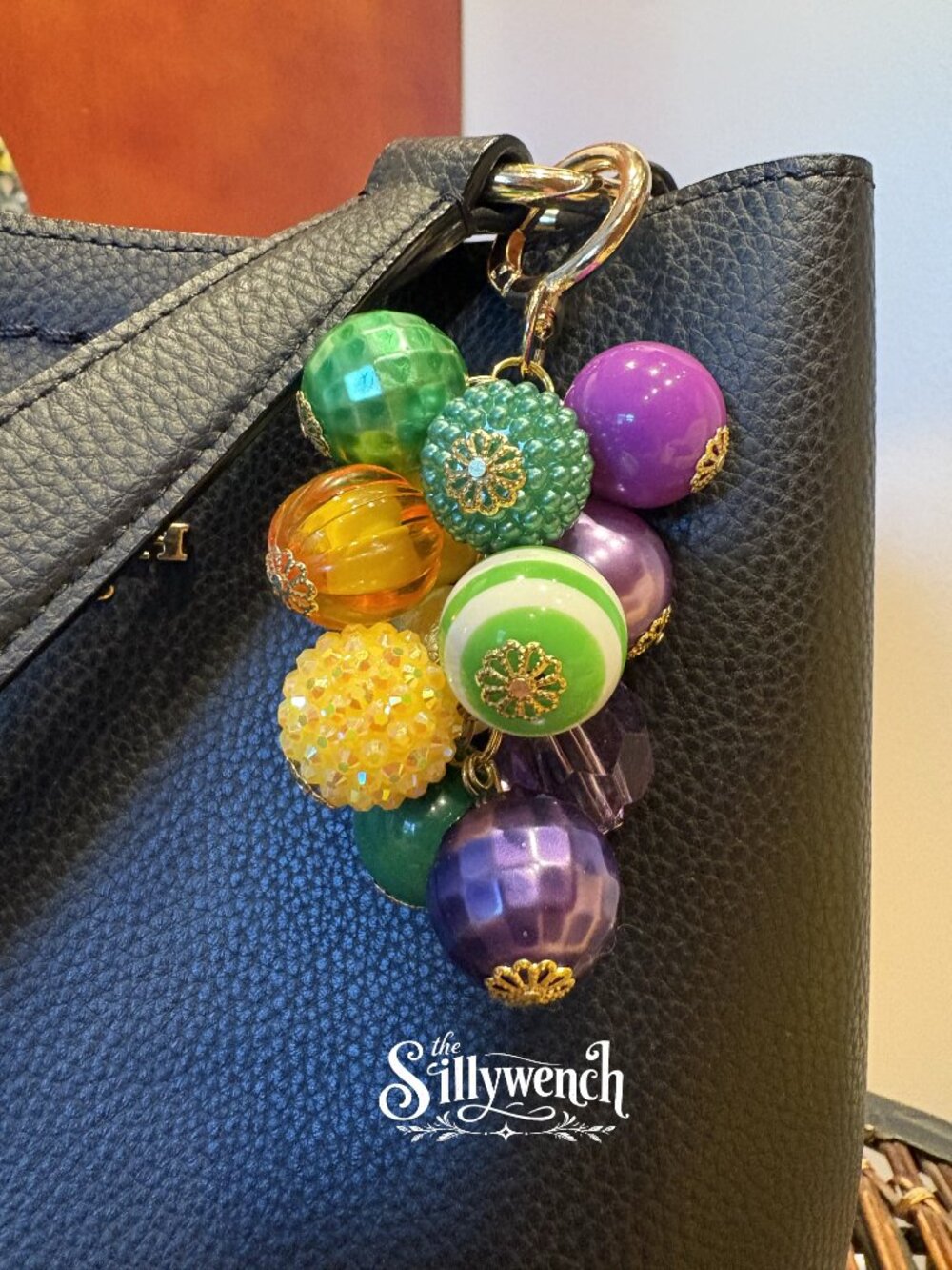 Mardi Gras Magic Purse/Bag Charm, gold-toned